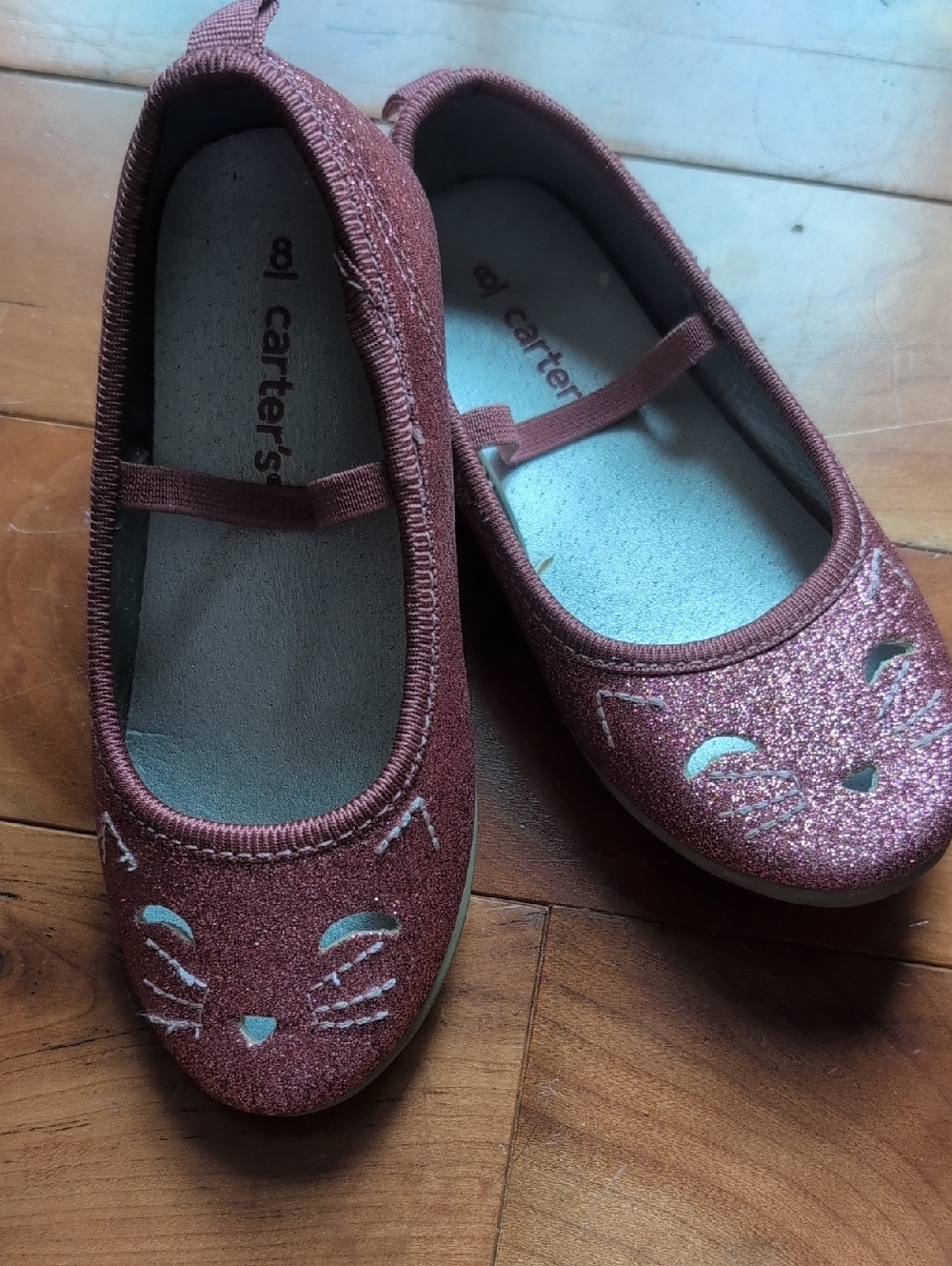 Carter's Glitter Cat Ballet Flats in Rose Gold